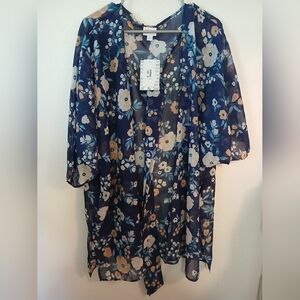 Lularoe Daphne ~ Floral Sheer Kimono Cardigan with sash. Great for Spring. NWT.
